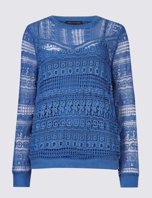 PETITE Lace Sweatshirt